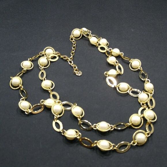Talbots Faux Pearl Gold Tone Double Strand Necklace, 22 Inches - Picture 4 of 8